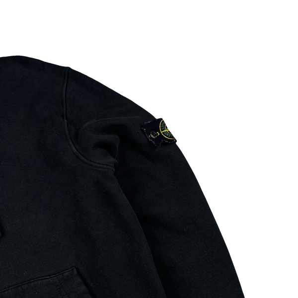 Stone Island 2020 Black Cotton Pullover Hoodie - Small