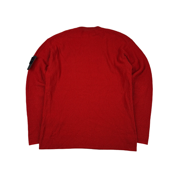 Stone Island 2019 Red Waffle Knit Crewneck Jumper - Large