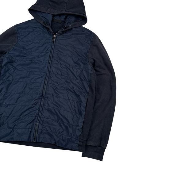 Prada Red Tab Hybrid Navy Quilted Cotton/Nylon Jacket - Large