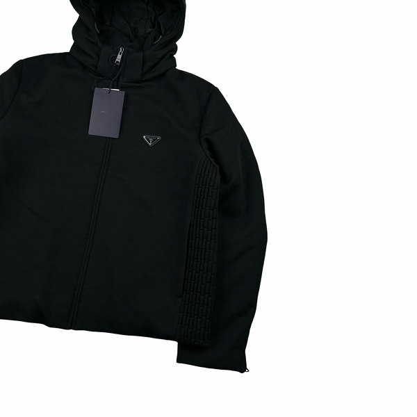 Prada Black Giubbotti Quilted Zipped Triangle Logo Jacket - XL