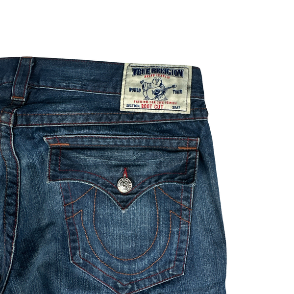 True Religion Blue Wash Contrast Stitch Bootcut Fit Jeans - 38”