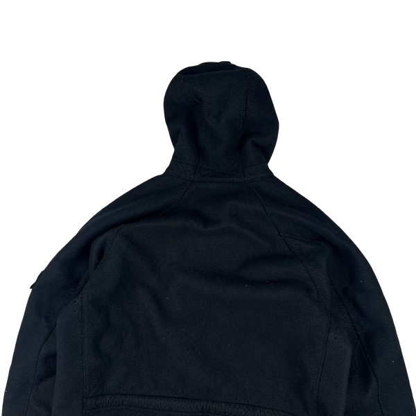 Stone Island 2005 Black Multi Pocket Felt Hooded Jacket - 3XL