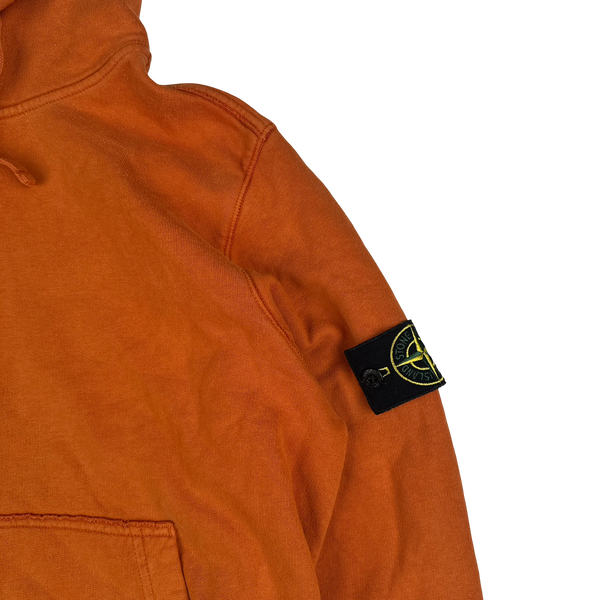 Stone Island 2019 Oange Cotton Pullover Hoodie - Large