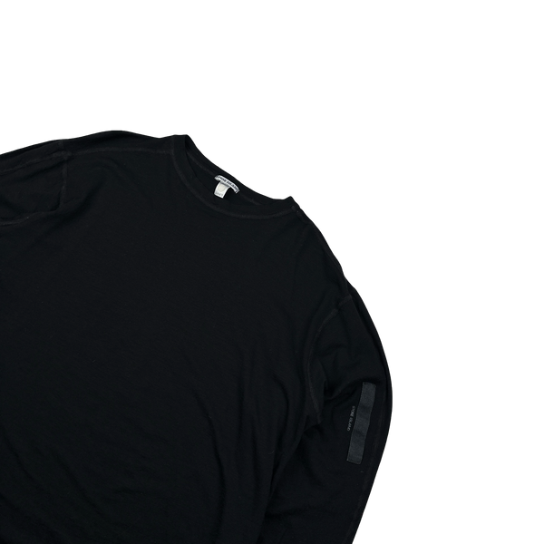 Stone Island 2002 Black Wool Spellout Long Sleeve Jumper - XL