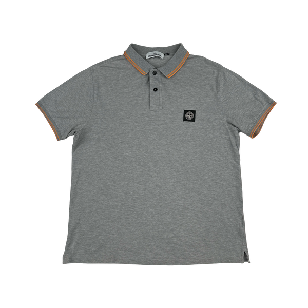 Stone Island 2018 Grey Orange Piped Polo Shirt - XL
