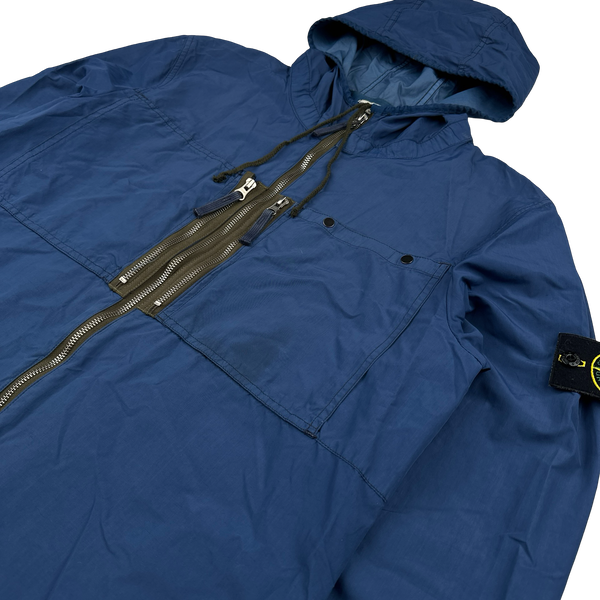 Stone Island 2010 Blue Resin Treated Nylon Jacket - Large