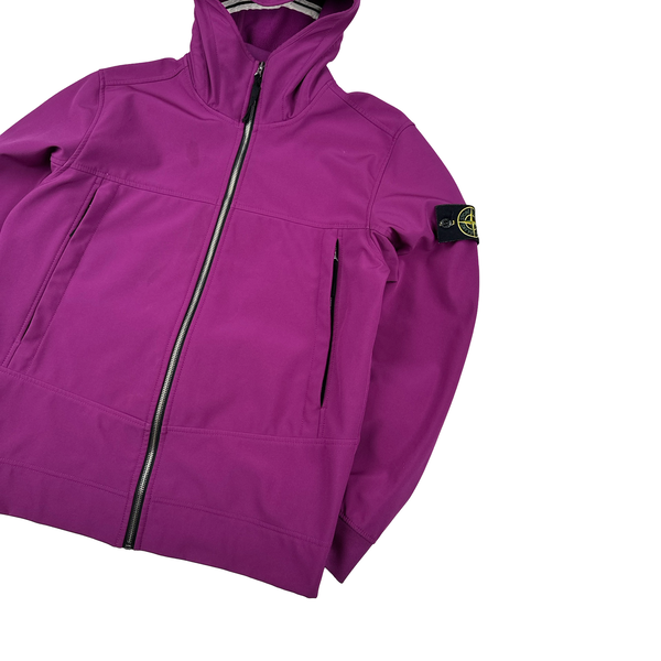 Stone Island Purple Soft Shell E Dye Hooded Jacket - Large