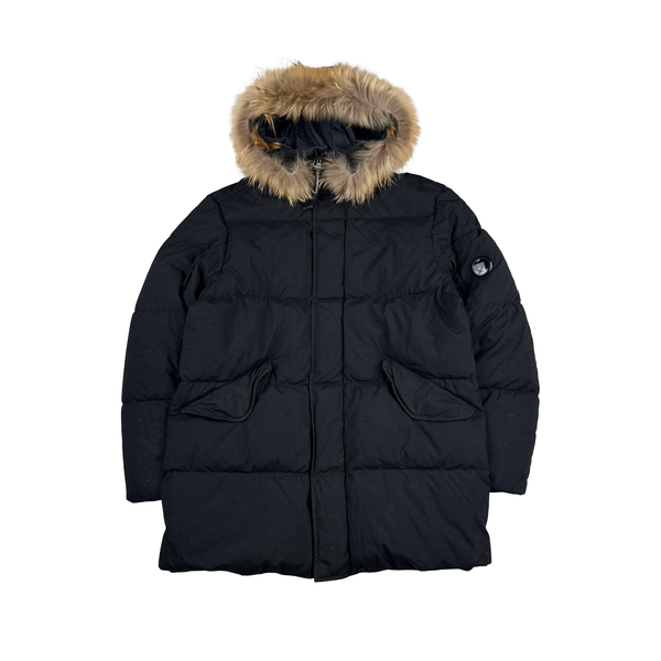 CP Company Navy Taylon P Fur Hooded Parka Jacket - XL
