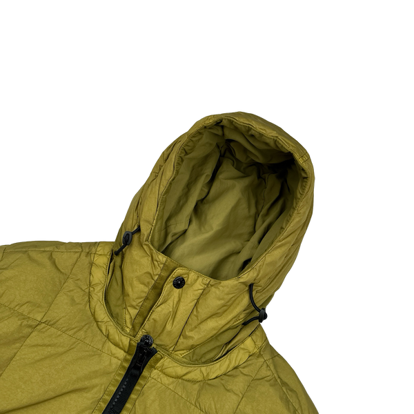 Stone Island 2019 Chartreuse Down Garment Dyed Crinkle Puffer Jacket - Small