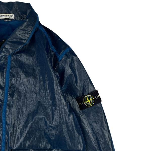 Stone Island 2001 Dark Blue Micro Felt Laminated Web Jacket - XXL