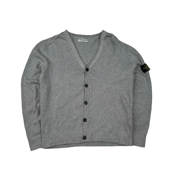 Stone Island Junior 2009 Grey Cotton Buttoned Cardigan - XS