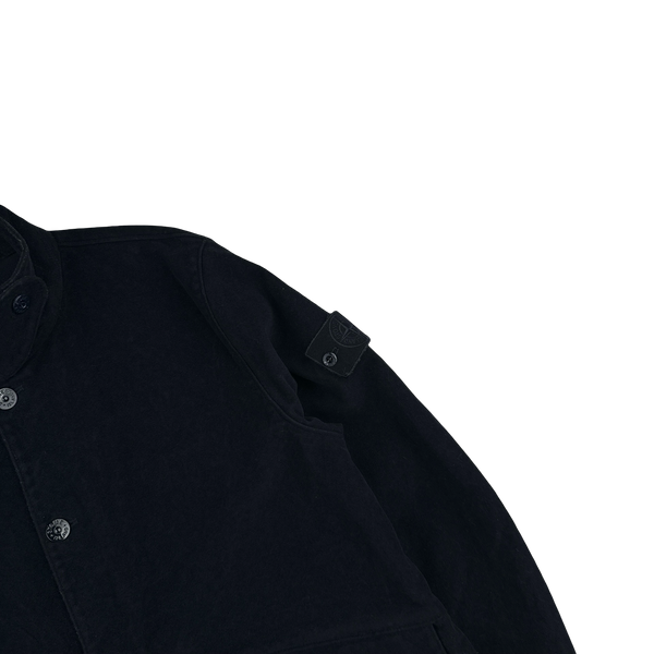 Stone Island 2021 Navy Cotton Nylon Moleskin TC Ghost Jacket - Large