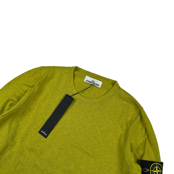 Stone Island 2015 Chartreuse Cotton Knitted Crewneck Jumper - Small