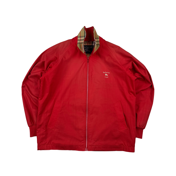 Burberry Red Nova Check Collar And Lined Bomber Jacket - Large