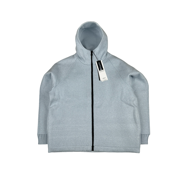 Stone Island 2025 Marina Baby Blue Wool Woven Knit Zipped Jacket - Large