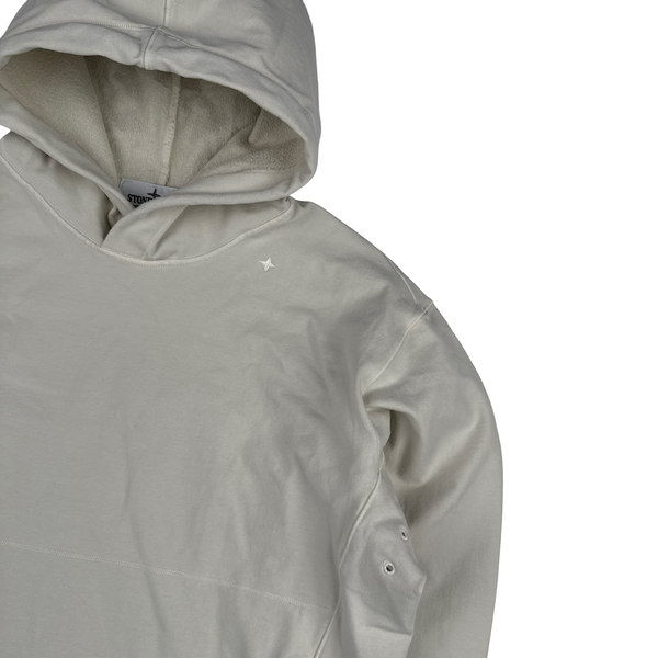 Stone Island 2023 Cream Stellina Compass Thick Hooded Jumper - Large