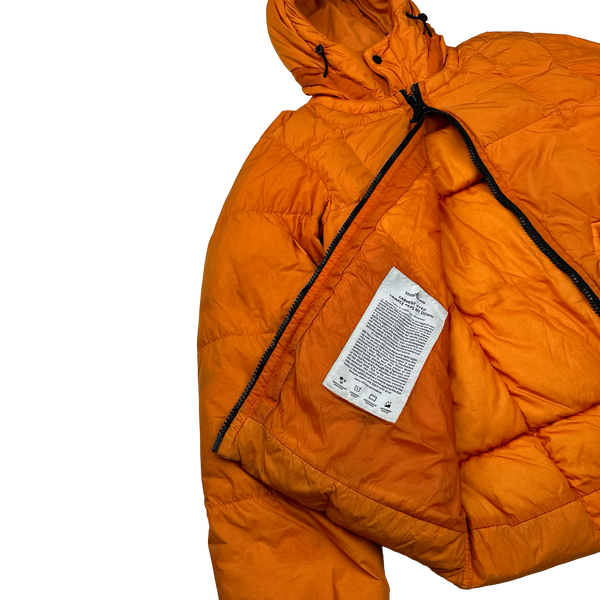 Stone Island 2019 Orange Down Garment Dyed Crinkle Reps Puffer Jacket - Medium