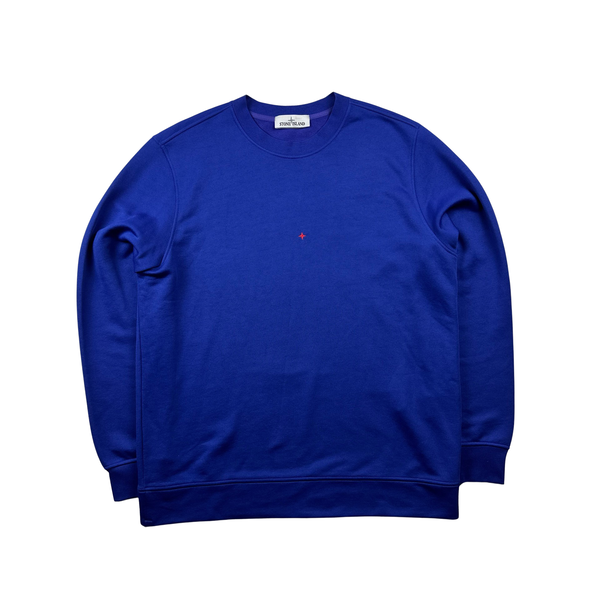 Stone Island Marina 2022 Blue Compass Cotton Blend Crewneck
