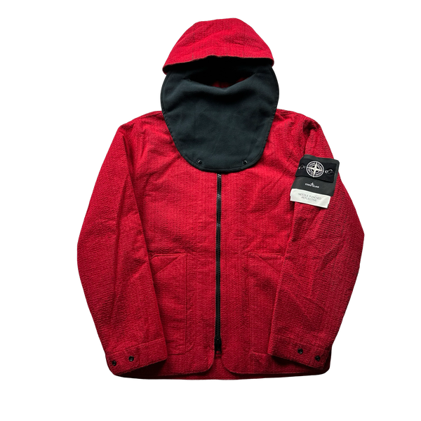 Stone Island 2022 Red Needle Punched Reflective Balaclava Jacket - Small