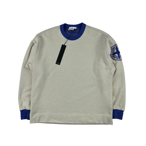 Stone Island 2021 Cotton Double Lined Ribbed Neck Embroidered Compass Jumper - Medium