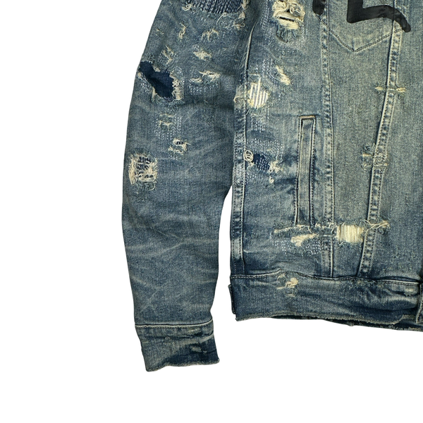 Evisu Multi Pocket Distressed Japanese Denim Jacket - Medium