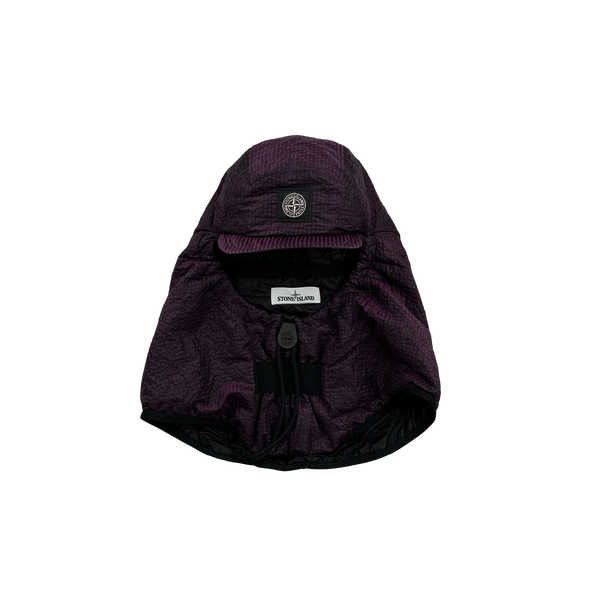 Stone Island Purple Nylon Metal Poplin 3D Effect Primaloft Cap Snood