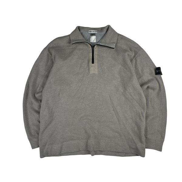 Stone Island AW 1995 Vintage Wool Blend Zipped Neck Pullover Jumper - Large