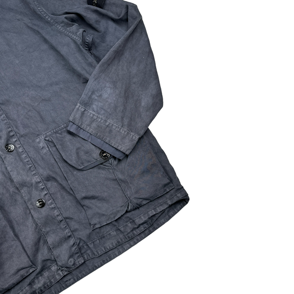 Stone Island 2002 Charcoal Grey Lino Flax Blend Zipped Jacket - XL