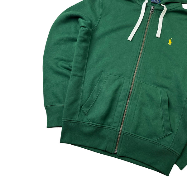 Ralph Lauren Green Thick Cotton Zipped Hoodie - Small