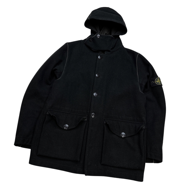 Stone Island 2002 Wool Black Coat - Medium