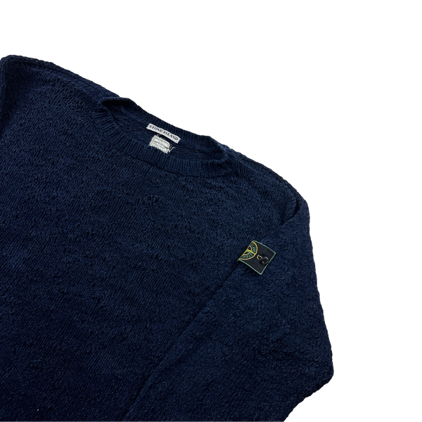 Stone Island 1990s Navy Vintage Chenille Knit Jumper - XL – Mat's