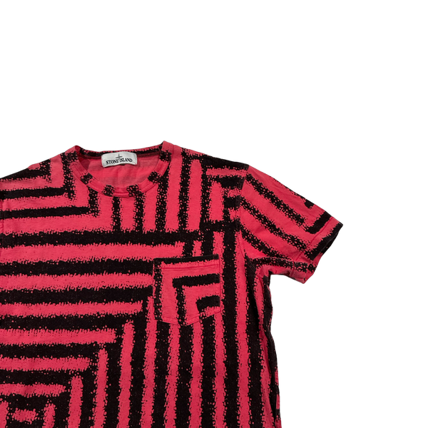 Stone Island 2014 Pink Maze Grid T Shirt - Large
