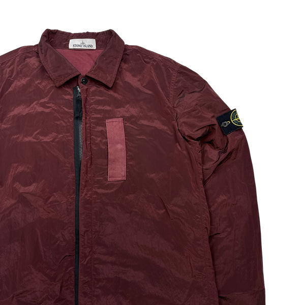 Stone Island 2017 Maroon Nylon Metal Shimmer Overshirt - Large