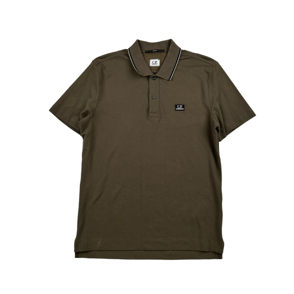 CP Company Khaki Cotton Short Sleeve Polo - Medium