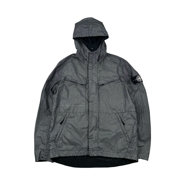 Stone Island 2016 Black Silver Pixel Reflective Hooded Jacket - Large