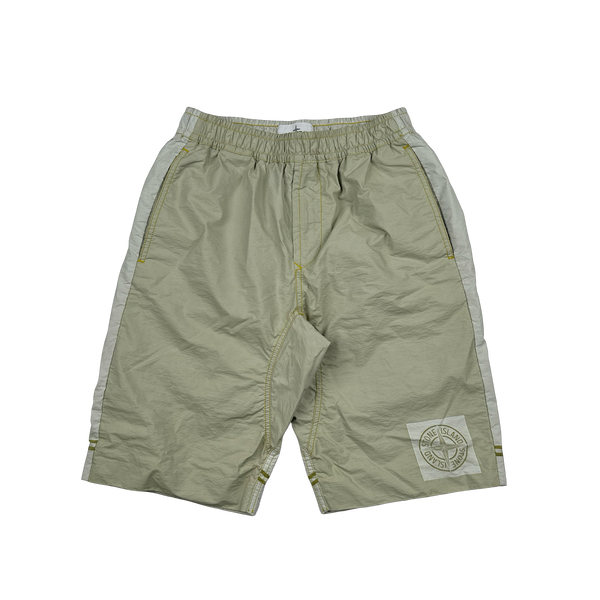 Stone Island 2019 Sage Green Tela Placcatta Compass Summer Shorts - 28"