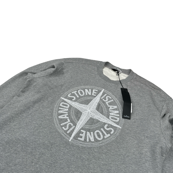 Stone Island 2023 Grey Embroidered Compass Jumper - XL