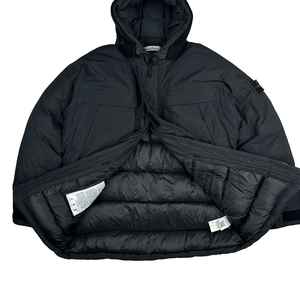 Stone Island 2020 Black Down Filled Micro Reps Jacket - Large