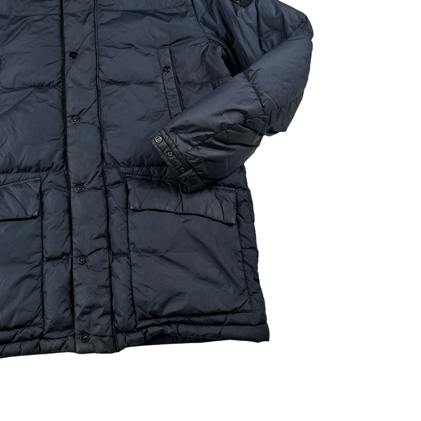 Stone Island 2013 Navy Long Crinkle Down Puffer Jacket - Large