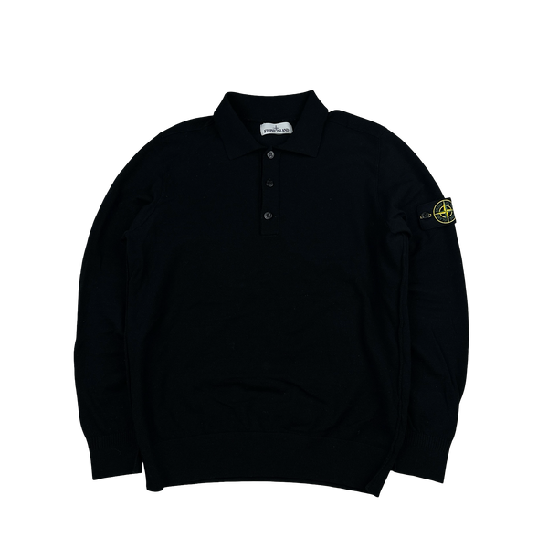 Stone Island 2020 Black Merino Wool Buttoned Shirt Jumper - Large