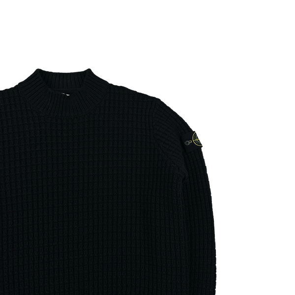 Stone Island 2024 Black Virgin Wool Knit Jumper - Large