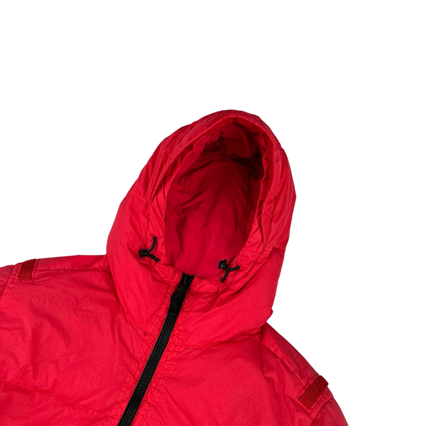 Stone Island 2022 Red Crinkle R-NY Down Puffer Jacket - Medium