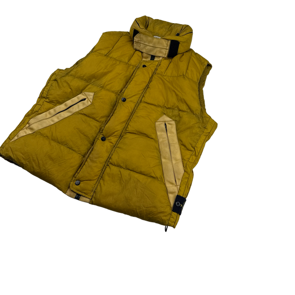Stone Island 2010 Yellow Opaque Nylon Tela Down Gilet - XL