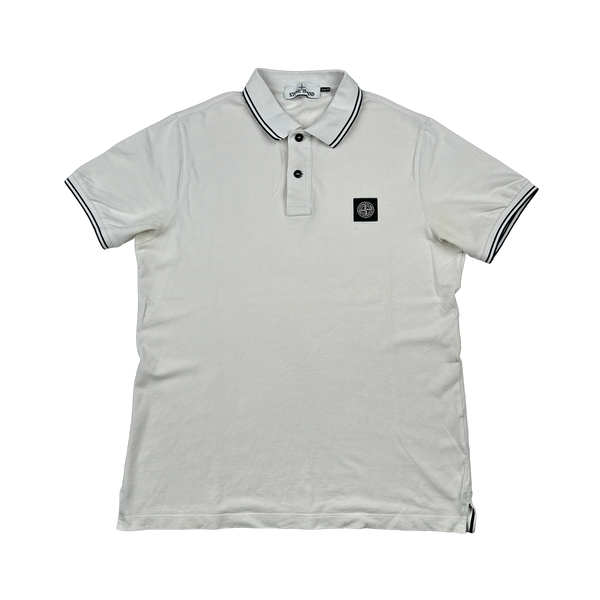Stone Island White Cotton Polo Shirt - Large