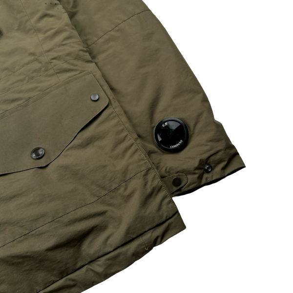 CP Company Khaki Micro M Down Filled Goggle Jacket - Large