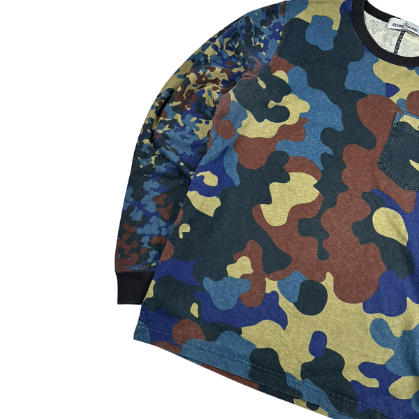 Stone Island 2013 Blue Camo Longsleeve Crewneck - XXL