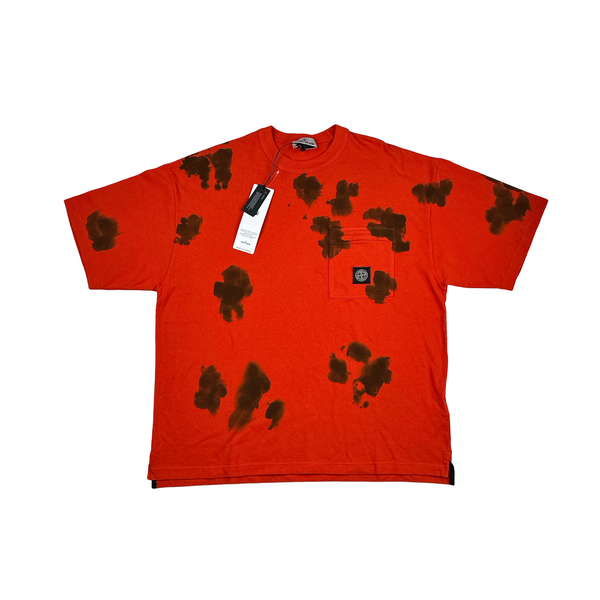 Stone Island 2023 Red Hand Colouring Cotton Top - Large - XL