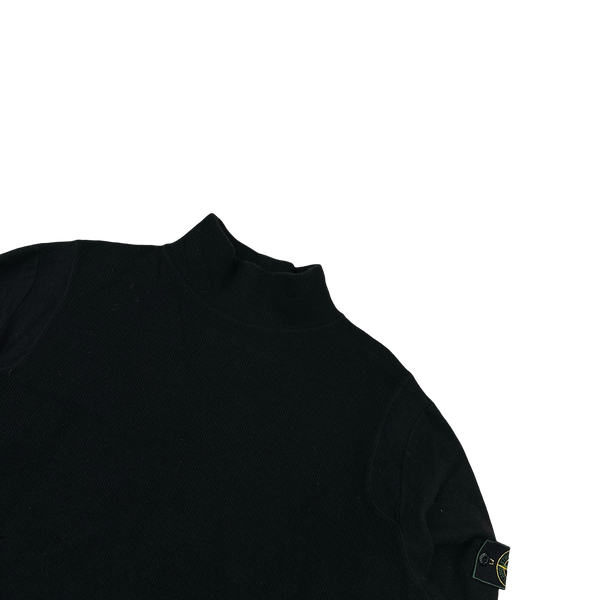 Stone Island 90s Vintage Black Wool Mock Neck Pullover Jumper - XL