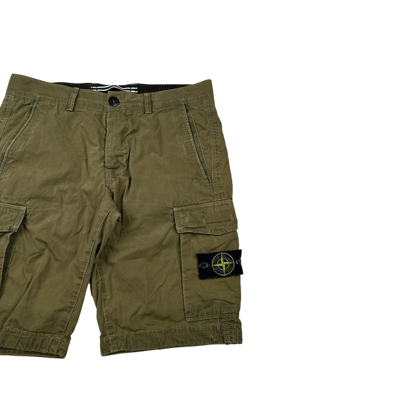 Stone Island SL Khaki Cotton Cargo Shorts - 30"