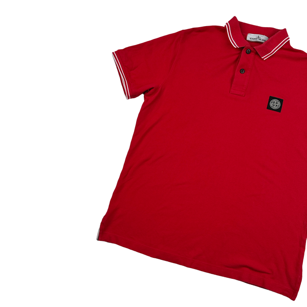 Stone Island Red Short Sleeve Polo Shirt - Large